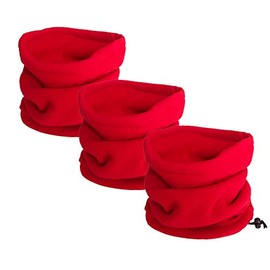 SUNTRADE 3PCS Fleece Scarves Unisex Women Men Neck Gaiter Warmer Winter Windproof Scarf for Outdoor (Red)