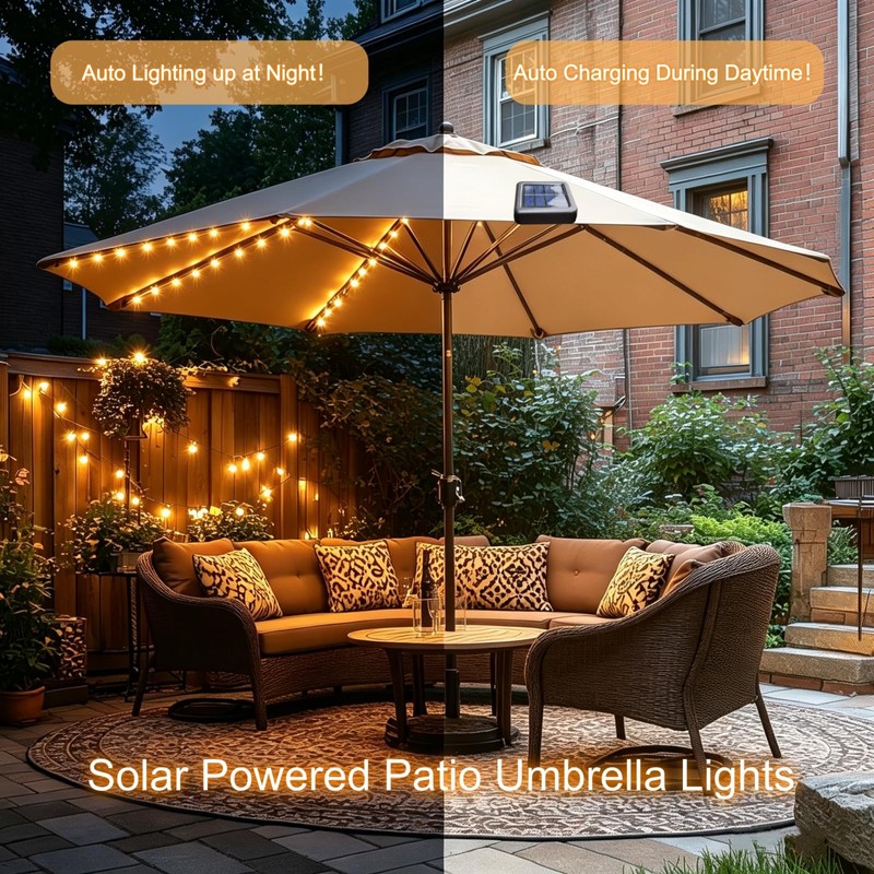 Patio Umbrella Lights Cordless 120 LED Table Umbrella Lights Solar