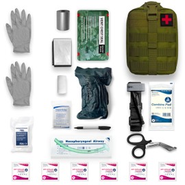 ASA Techmed IFAK Trauma Kit - Comprehensive MOLLE-Compatible First Aid Kit with 20 Essential Tools for Hemorrhage Control, Tactical First Aid, Gunshot Wound Care - Med Kit Tactical (Green)