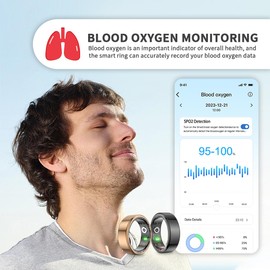 YOUKUI Smart Ring Fitness Tracker for Men and Women,Heart Rate/Blood Pressure/Blood Oxygen Monitor,Sleep Tracker,Pedometer,Waterproof Wearable Smart Rings (Rose Gold, 11#)