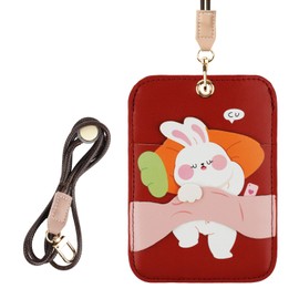 AXFEE Credit Card Case, ID Holder, Leather Protective Case, Compatible with AirTags, Key Ring Case, with Carry Strap, EC Card Case, ID for Bank Cards, for Women, Child, Christmas