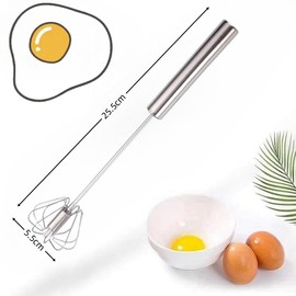 Naisfei Semi-Automatic Whisk, Stainless Steel Egg Beater, Hand Push Rotary Whisks Mixer Stirrer for Cooking, Mixing, Whisking and Beating (10 Inches)