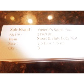 Victoria's Secret PINK LOT OF 3 RARE!! Sweet and Flirty Body Mist 2.5oz Travel