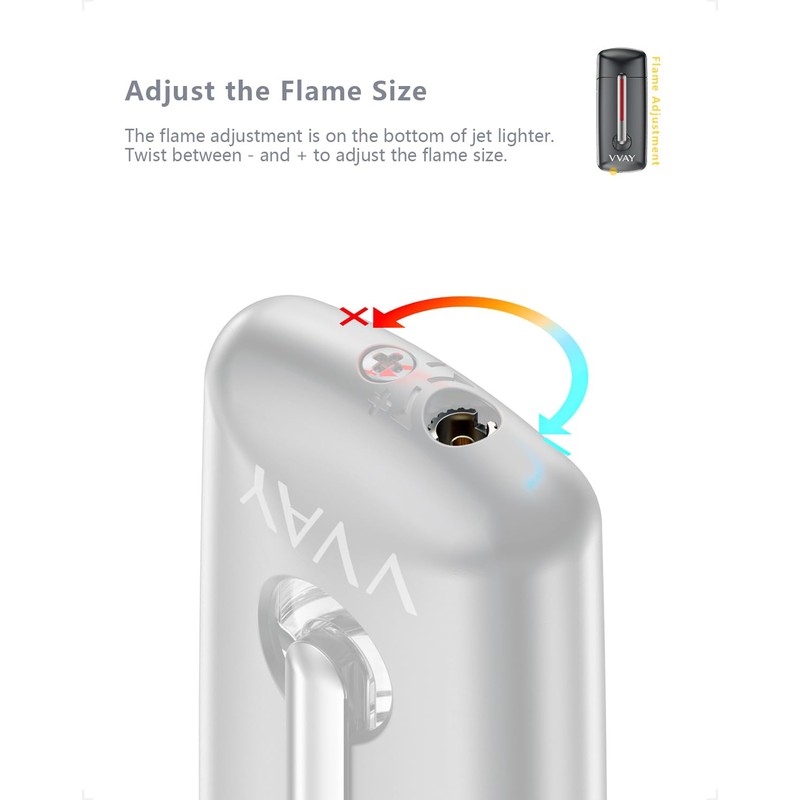 VVAY Windproof Jet Flame Lighter, Red Flame, Butane Refillable, Sold