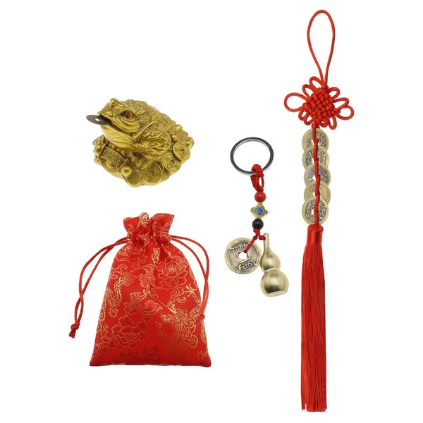 Set of 3 Feng Shui Money Frog Chinese Knot Lucky
