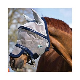 Horseware Ireland Rambo Plus Flymask, Silver/Navy, Pony