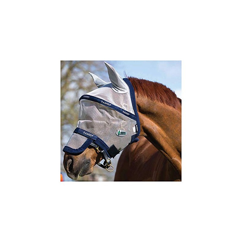 Horseware Ireland Rambo Plus Flymask, Silver/Navy, Pony