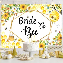 Withu Bride to Bee Bridal Shower Backdrop Gold Sunflowers Honeybee Honeycomb Miss to Mrs Engagement Wedding Theme Party Decorations Banner Background 7x5ft