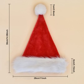 OPAHUTER Red Santa Hat, Pack of 2, Unisex Velvet Comfort Christmas Hats, Plush Christmas Hat, Plush for Family, Christmas, New Year, Festive Party Decorations Accessories (Kid)