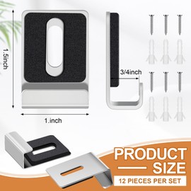 SiliFine 12 Pcs Metal Mirror Holder Kit Metal Mirror Holder Clips with Screws Rubber Pads Frameless Hooks Heavy Duty Hanger Hardware Mounting Clip for Wall Tile Billboard Display(Silver,3/4 Inch)