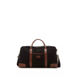 Trafalgar NEW TRAFALGAR FLIGHT CARRY-ON 20" CANVAS & LEATHER DUFFEL WITH STRAP BLK/TOFFEE