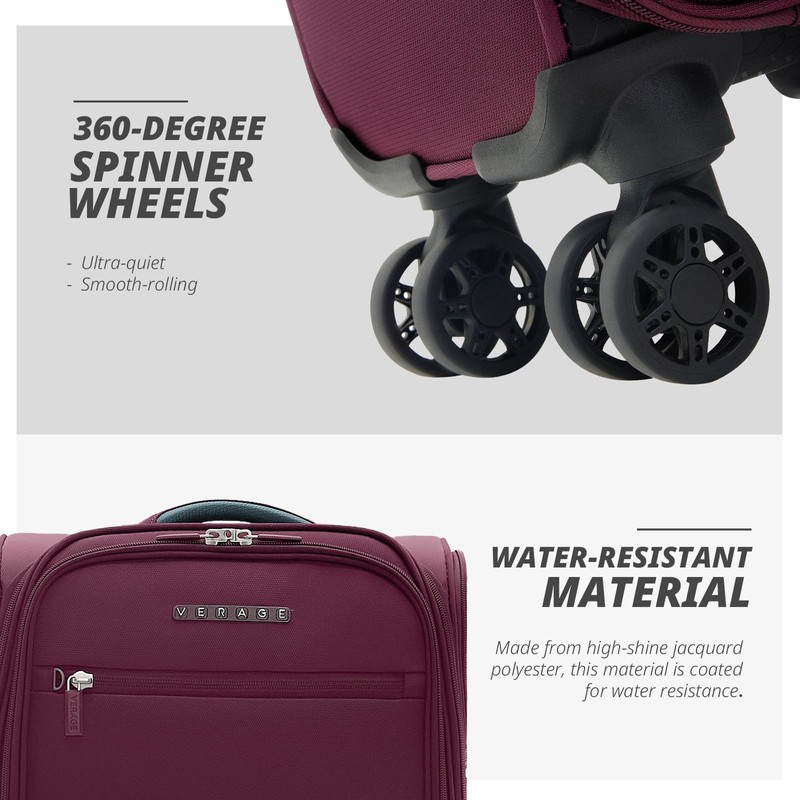 Verage Under Seat Luggage with Wheels, Softside Small Suitcase Spinner