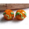 2 - 13x10mm LAMPWORK PUMPKIN LEAF & CURLED VINE BEADS