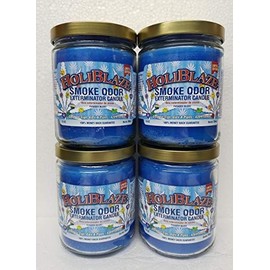 Smoke Odor Exterminator 13oz Jar Candle, Holiblaze Four Pack.
