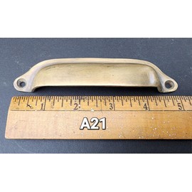 2 Antique VTG. Style Solid Brass Cabinet, Drawer Pull Cup Handle 4-1/2" ctr #A21