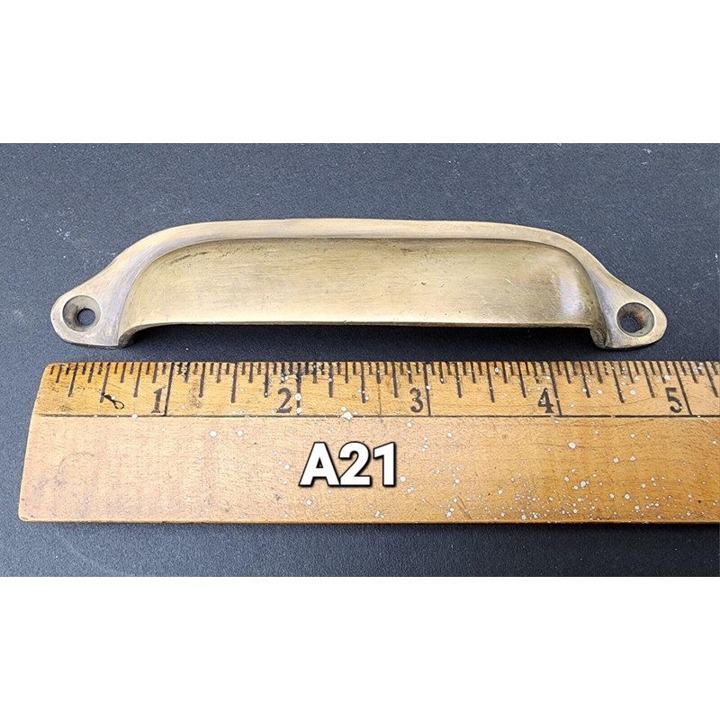 2 Antique VTG. Style Solid Brass Cabinet, Drawer Pull Cup