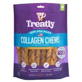 Treatly USA Collagen Braids 6-7" Dog Chew Treats - Chicken Marinade Flavor, 15 Count/1 Pack