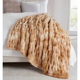 Springtree Home | Luxury Plush Throw Blanket | Beige Throw Blanket | The Perfect Blanket for Couch Year Round | Faux Fur Fluffy Fleece Blanket | Lily Collection - Caramel Swirl