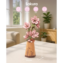 Rowood 3D Puzzles for Adults,DIY Wooden Cherry Blossom Bonsai Tree Botanical Collection Building Craft Kits for Women,Christmas/Birthday Gift- Sakura