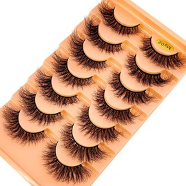 AMSDCN New 7Pairs Design Wet Manga Lashes 3D fluffy Eyelash Extensions Makeup Fashion Long Thick Natural Fake Eyelashes (MY-02)