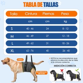 SlowTon Arnés de Elevación para Perro, Ajustables Arnés para Patas Traseras con Dual Velcro Removable Hand Grips, Arnés de Apoyo y Rehabilitación para Perros Ancianos Heridos Discapacitados a Caminar