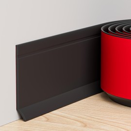 Duzzy Flexible Baseboard Trim, 6 Inch(H) x 20 Feet(L) Peel and Stick Vinyl Baseboard Molding Trim, Self-Adhesive Wall Base Cove Base