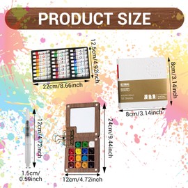 DOOCECIY Pocket Artist Watercolour Travel Set, Portable Wooden Mini Art Paint Palette with Sketchbook Watercolor Pen (15Grid)