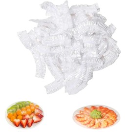 WADY 200 Pcs Food Covers Clear Elastic Food Storage Covers Stretchable Plastic Food Wraps, Elastic Covers for Storage Containers,Plastic Bowl Covers with Elastic Edging (200)