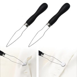 2 Pack Easy Button Hook - Button Assist Device Helper Tool - Stainless Steel Button Fastener Tool for Easy Button - One Hand Dressing Aids (2 Pack)