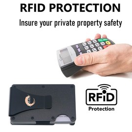 JuBerry Slim Wallet, Minimalist Men's Wallet, Card Case with RFID Protection and Clip for Banknotes, Elegant Made of Aluminium and Metal Wallet for Men and Women, black, Minimalist