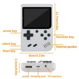 NHQZ Handheld Spielkonsole Retro Handheld Retro Spielekonsole Spielekonsole für Unterwegs mit 500 Klassischen Video Spielen Arcade Console für Kinder und Erwachsene - Weiß