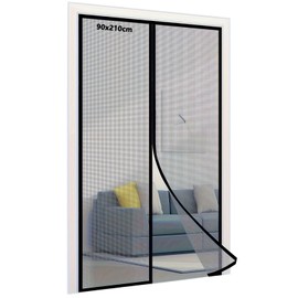 Magnetic Screen Door [90x210cm] – Heavy Duty 14-Magnet Bug Mesh Curtain for French/Double Doors – No Tools Install, Black Ventilated Fly Net for Patio, Balcony, Sliding Doors