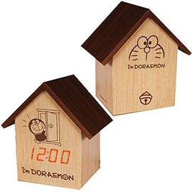 HAC DORAEMON LED Wood Grain Clock House Shaped Table Clock HAC2736A (21y2m) One Size Doraemon Face