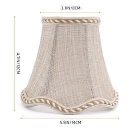 Fuloon Small Lamp Shades Clip on Bulb, Modern European Style Chandelier Candelabra Lampshades, French Country Chandelier Lamp Shades, 3.1x4.7x5.5 in, 6 Pack (Sand Beige)