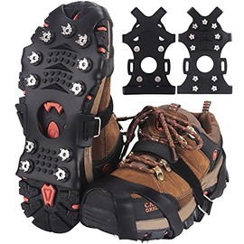 Ice Snow Grips,Anti Slip Winter Ice Grippers Snow Traction Cleats Crampons (Black, XL)