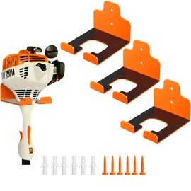 JNIHEEP Garage Organizer Trimmer Rack, Garden Power Tool Hanger Weed Whackers Holder Wall Mounted for Grass Trimmer, Hedge Trimmer, Garage Trimmer, Garden Tools,3 Pack(Orange)