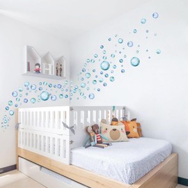 Blue & Green Bubble Wall Decals – 141 PCS Peel and Stick Circles, 0.84"–5.8", Reusable PVC-Free Fabric Stickers for Nursery, Kids Room & Playroom – 9 A4 Sheets – Made in Australia