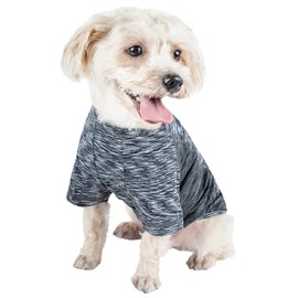 Pet Life ® Active 'Warf Speed' Heathred Dog Fitness and Yoga Pet T-Shirt Dog Clothes - Performance Dog T-Shirt with 4-Way-Stretch, Reflective and Quick-Dry Technology - Summer Dog Shirts