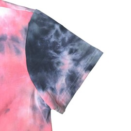 YITAN Women Casual Tie Dye Printed Tee Shirts Grey Red Medium