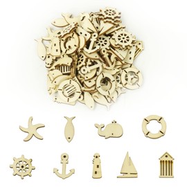 FRUHLING Pack of 100 Wooden Discs Nautical Natural Wood Discs Wooden Decoration Wooden Pieces Mini Wood Scatter Decoration for DIY Crafts Wedding Christmas Decoration