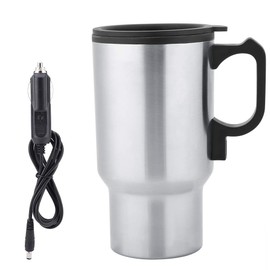 Stainless Steel Heating Cup 12V 450ml Electric Car Heating Coffee Milk Cup Cup Hot Water Bottle for Travel Picnic Camping Outdoor