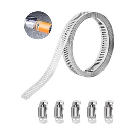 Furuising 2m/6.5ft Hose Clamp, Stainless Steel Jubilee Clips,Adjustable Hose Clips Set with 5 Fasteners Pipe Clamp for Exhaust, Plumbing, Intercooler, Tube, Fuel Line Fixing