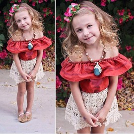 Sejardin Baby Girl Moana Fancy Dress Romper Sister Matching Ruffle Lace Outfits Costume (12-18 Months, Romper)