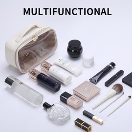 bagINBAG QIANPA Large Cosmetic Bag with Hanging,Clear Makeup Organizer Bag for Travel,Toiletry Bag for Women,White