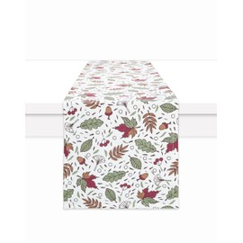 PurpleEssences Fall Table Runner Autumn Leaves Seasonal Decor for Kitchen & Dining Table, Table Centerpiece for Thanksgiving, Home, or Holiday Gatherings (Sienna Sage, 13 x 72 Inch)