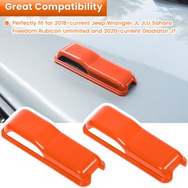 Engine Hood Hinge Cover Trim Exterior Accessories Decoration for 2018-2025 Jeep Wrangler JL JLU Sports Sahara Freedom Rubicon Unlimited Gladiator JT 2-Door & 4-Door (Orange 2PCS)