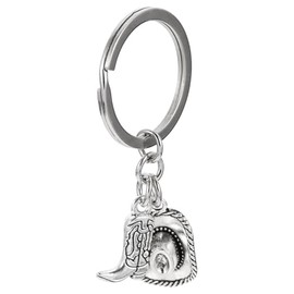 Llavero Vaquero de Metal - Colgante de Sombrero y Bota de 2.36 Pulgadas - Accesorio Western para Llaves y Mochilas - Regalo para Vaqueros, Vaqueras y Amantes de Caballos