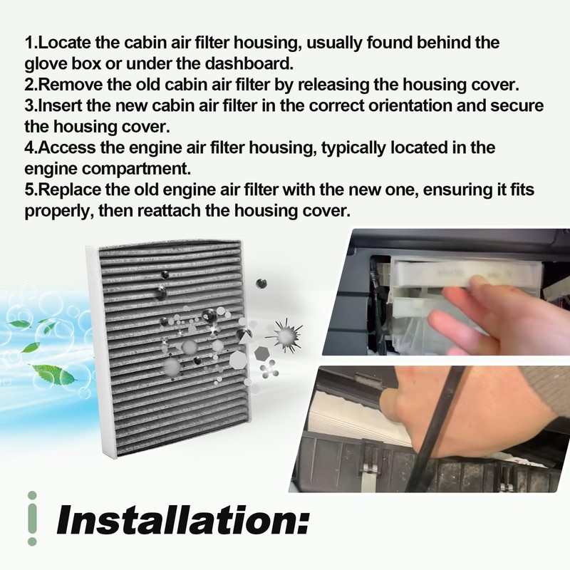 Cabin and Engine Air Filter Kit Fits for 2018-2023 Subaru