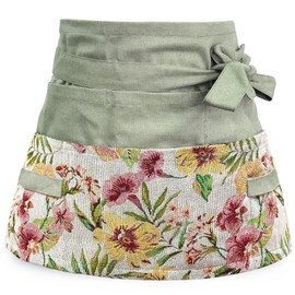 MILCIL Garden Apron for Woman, Gardening Florist Apron, Half Apron with 8 Pockets and 6 Strong Fabric Hangers for Tools or Gloves, Brook Green, Brook, Standard