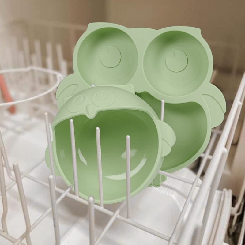 IDVVSSX Owl Shape Silicone Baby Feeding Set, Toddler Suction Plates